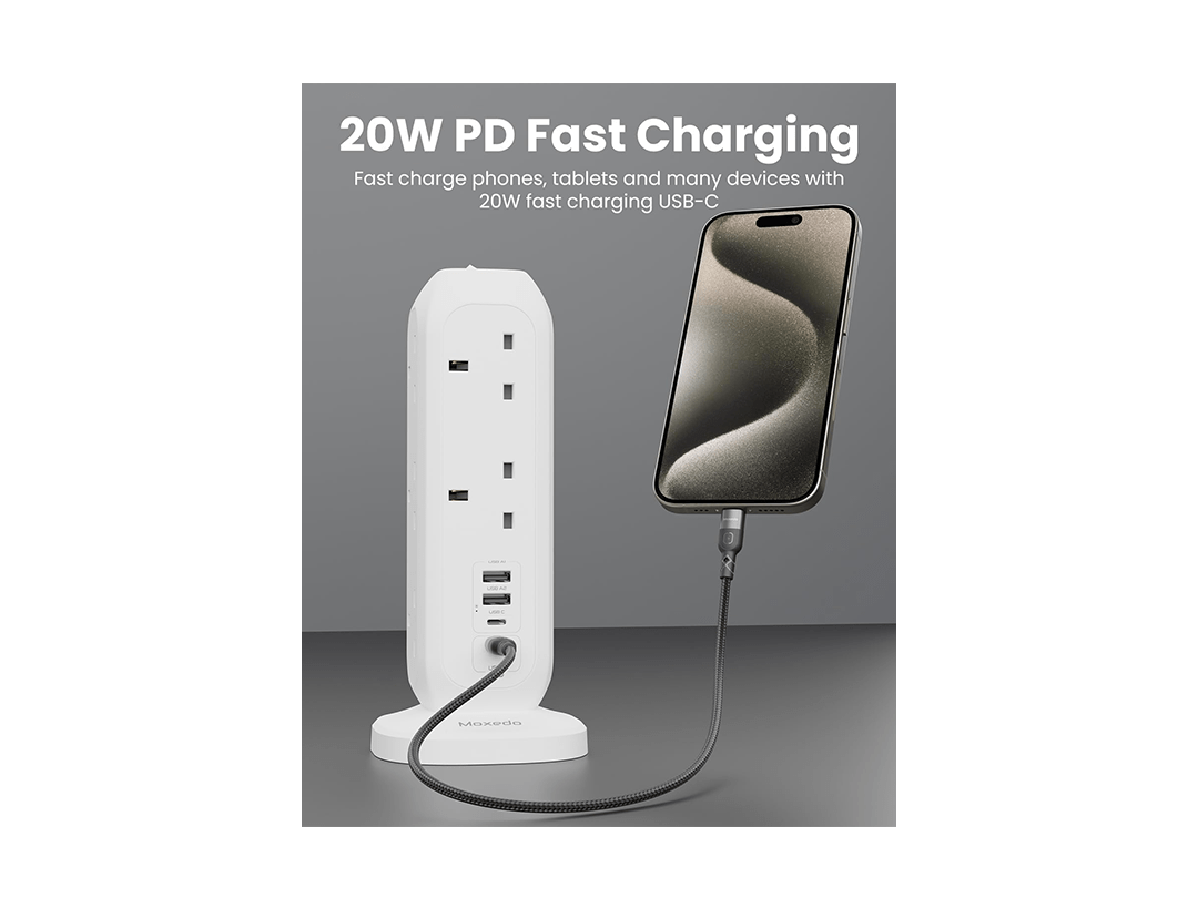 Moxedo MX-PSUK035 Smart-Hub Tower Power Strip 11 AC Sockets with 2 USB-C & 2 USB-A in Qatar Moxedo MX-PSUK035 Smart-Hub Tower Power Strip 11 AC Sockets with 2 USB-C & 2 USB-A in Qatar